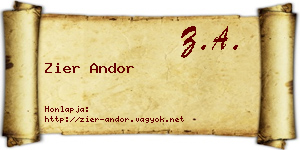 Zier Andor névjegykártya